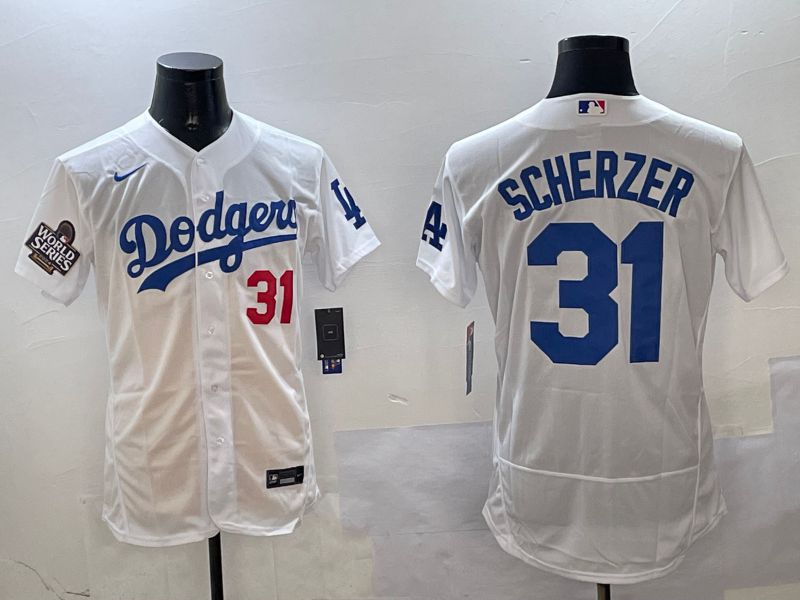 Men Los Angeles Dodgers #31 Scherzer White Elite 2025 Nike MLB Jersey style 3201->los angeles dodgers->MLB Jersey